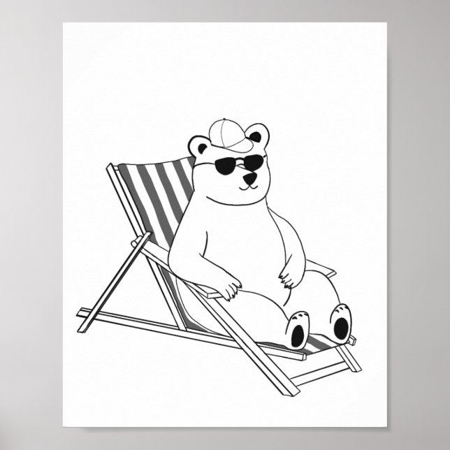 Poster Polar Bear on lounge chair (Devant)