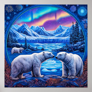 Poster Polar Bears Ice Show Performance Scene 🐻‍❄️❄️⛸️
