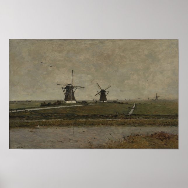 Poster Polder avec moulins près d'Overschie (Devant)