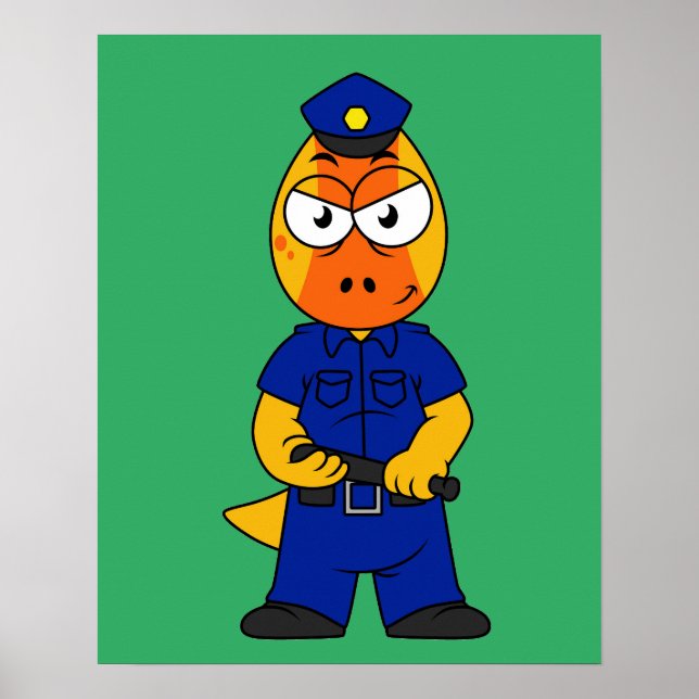 Poster Police de Pachycéphalosaure. (Devant)