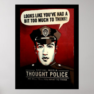 Poster Police de pensée sur les médias sociaux