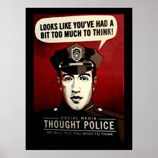 Poster Police de pensée sur les médias sociaux (Devant)
