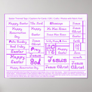 Poster Police de tissu pourpre Easter étiquettes légendes
