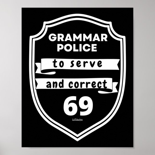 Poster POLICE GRAMMAR POUR SERVIR ET CORRECTER drôle (Devant)
