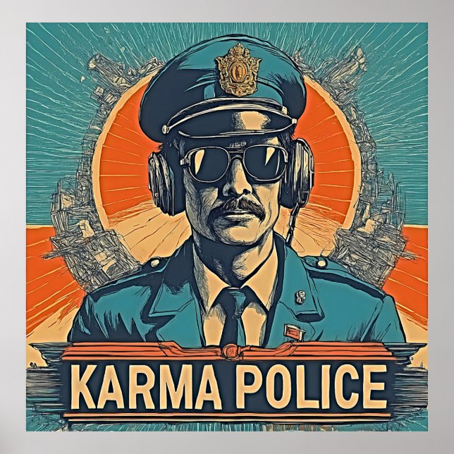 Poster Police Karma - Whimsy rétro en couleurs vives (Devant)