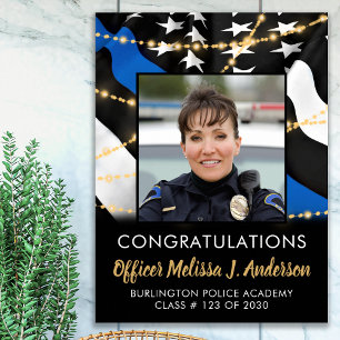 Poster Police Mince Blue Line Graduation Party