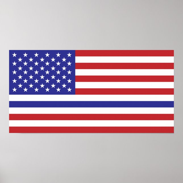 Poster police mince ligne bleue américains drapeau améric (Devant)