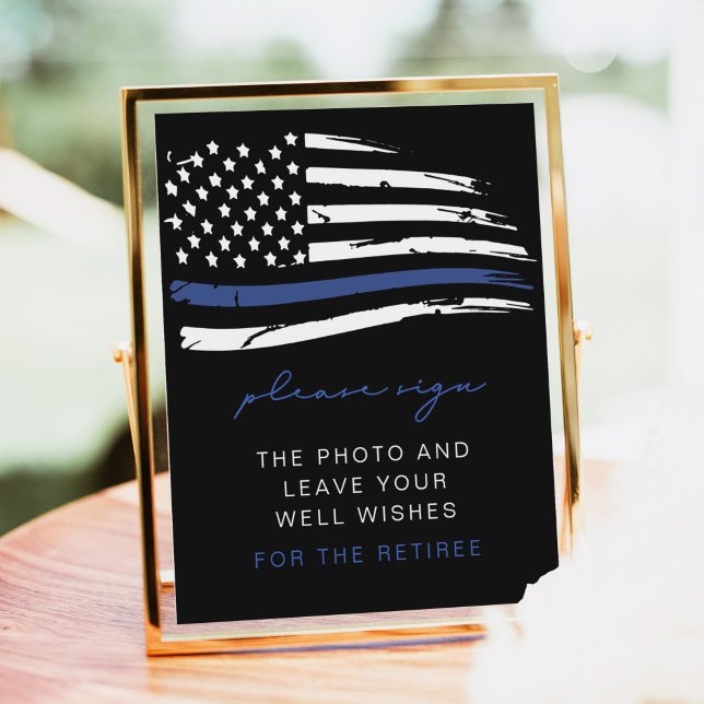 Poster Police Mince Ligne Bleue Drapeau Retraite Livre d' (Créateur téléchargé)