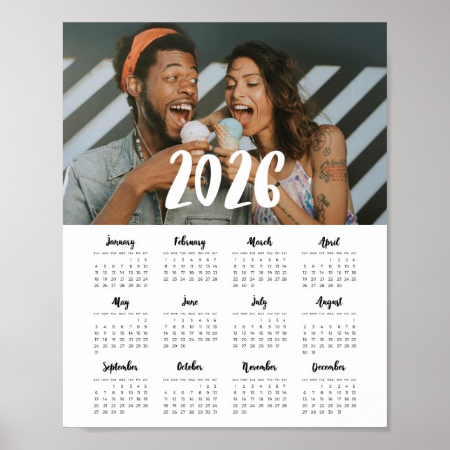 Poster Police moderne calendrier photo famille 2025 (Devant)