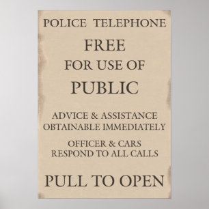 Poster Police Public Call Phone Box Notice