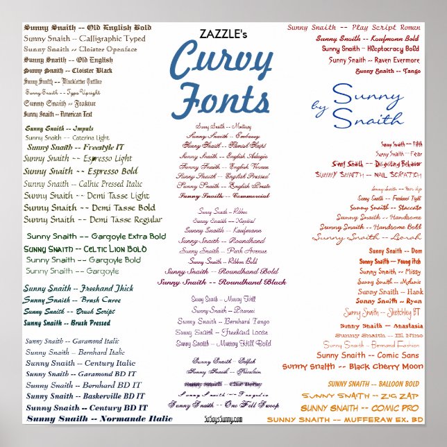 Poster Polices curviennes de Zazzle (Devant)
