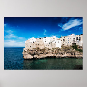 Poster Polignano a Mare maisons sur une falaise dans les 