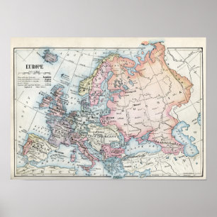 Poster Political Map of Europe (1916)