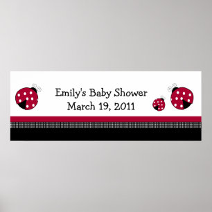 Poster POLKADOT LADYBUGS Baby shower / Bannière d'anniver