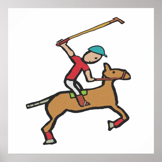 Poster Polo Jouer cheval et cavalier (Devant)