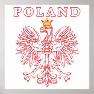 Poster Pologne avec aigle rouge polonais