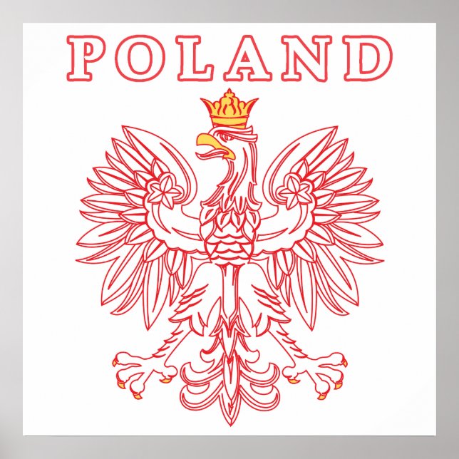 Poster Pologne avec aigle rouge polonais (Devant)