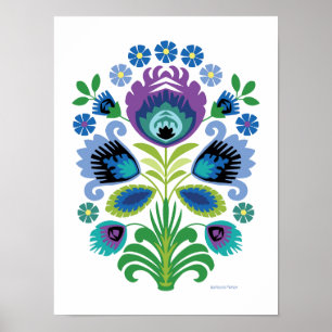 Poster Polonais Art Folle Fleur violet