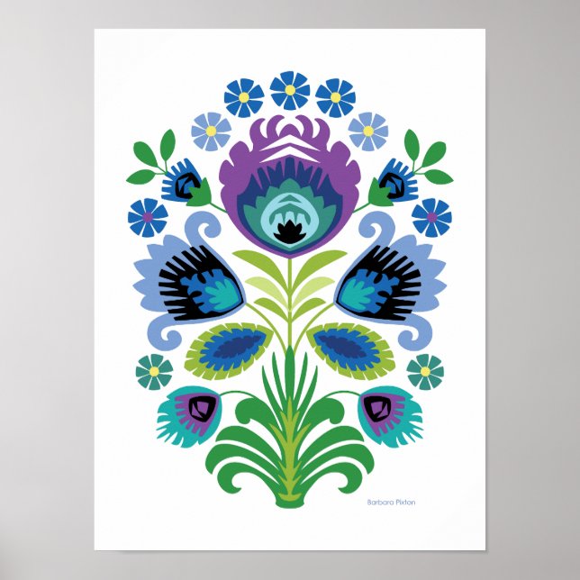 Poster Polonais Art Folle Fleur violet (Devant)