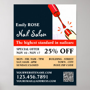 Poster Polonais, Technicien Nail, Advert Salon Nail