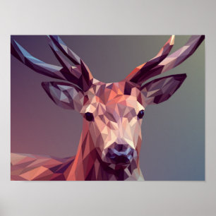 Poster Polygone géométrique Cerf Basse Poly Nature Art Im