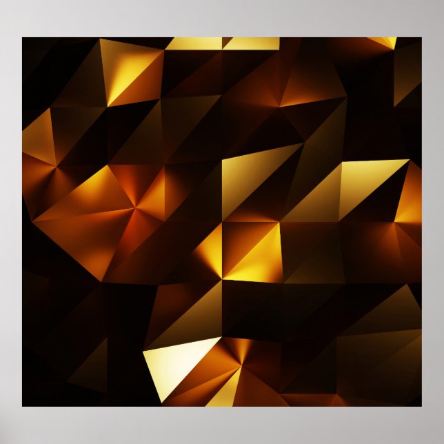 Poster Polygone or : rendu Abstrait 3D (Devant)
