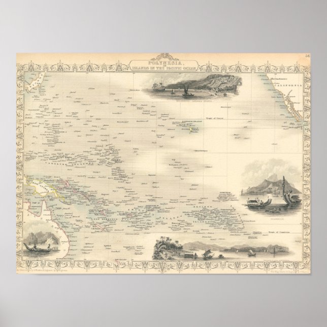 Poster Polynésie | Îles dans l'océan Pacifique (Devant)