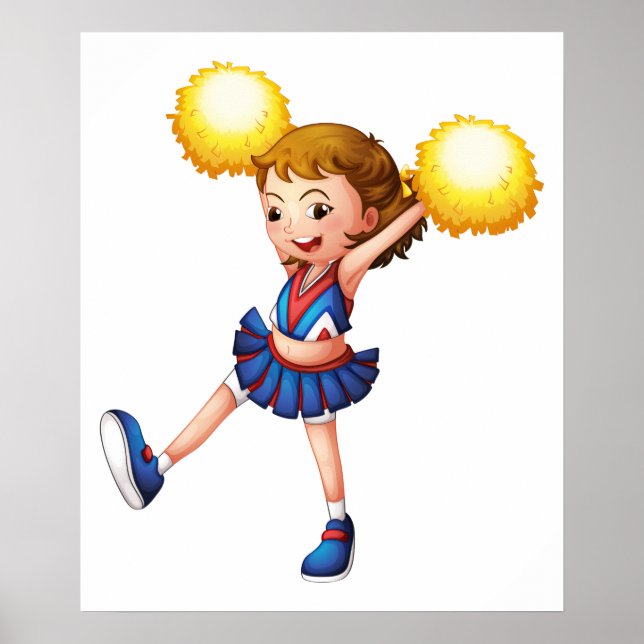 Poster Pom-pom girl Avec Des Poms De Pom Jaune (Devant)