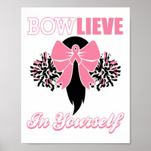 Poster Pom-pom girl Cancer du sein Chemise rose Bow Cheer