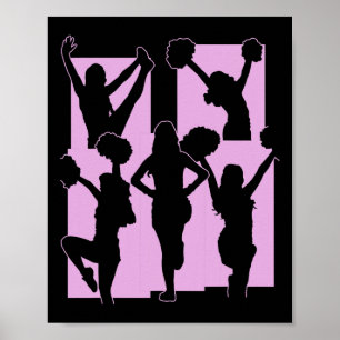Poster Pom-Pom Girl Drôle Acclamant Enthousiaste Acrobate