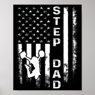 Poster Pom-pom girl étape de cheer papa drapeau américain