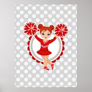 Poster Pom-pom girl - Mignonne rousse Cheval rousse
