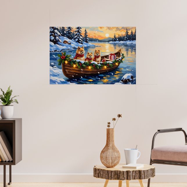 Poster Pomeranian Christmas Boat Holiday (Salon 3)