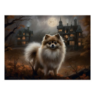 Poster Pomeranian Halloween Épouvantable