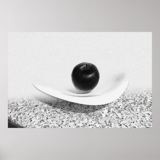Poster Pomme aux teintes grises (Devant)