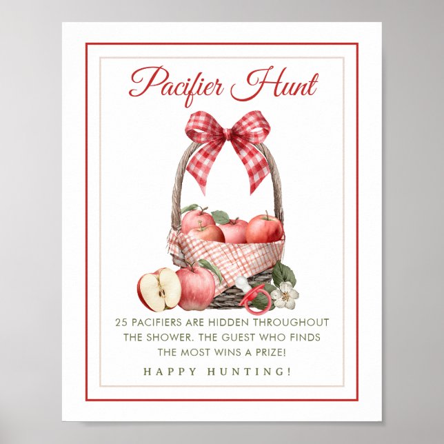 Poster Pomme Baby shower Pacifique chasse jeu (Devant)