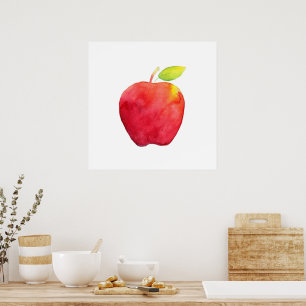 Poster Pomme d'aquarelle rouge