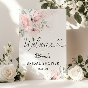 Poster Pomme de douche à fleurs rose vif bienvenue