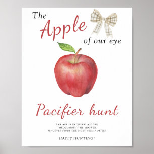 Poster pomme et arc - chasse à la pacifier jeu de baby sh