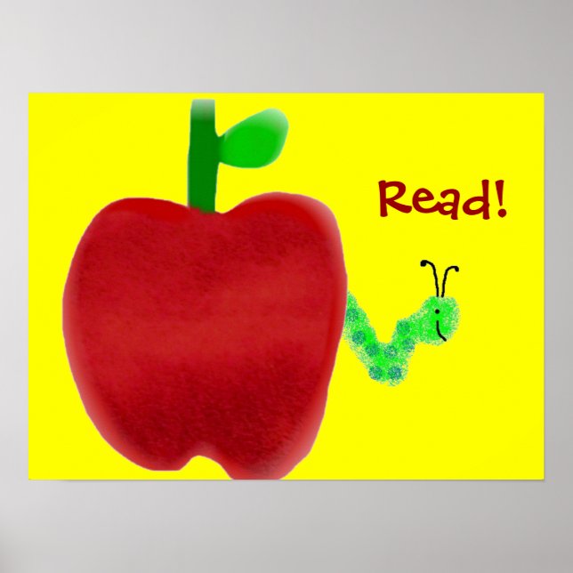 Poster Pomme et ver de livre (Devant)