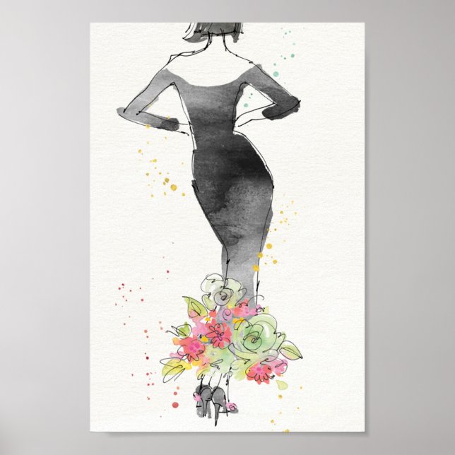 Poster Pomme sauvage | Croquis de robe florale chic (Devant)