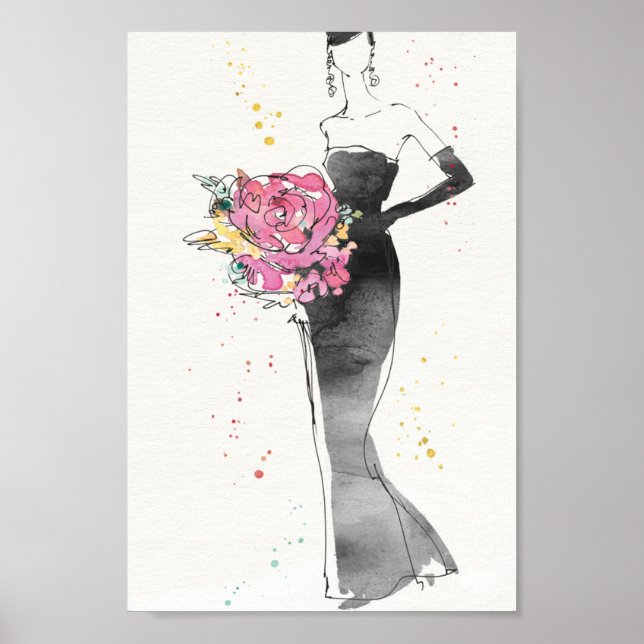 Poster Pomme sauvage | Croquis floral de la robe de mode (Devant)