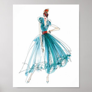 Poster Pomme sauvage Haute Couture - Croquis mode