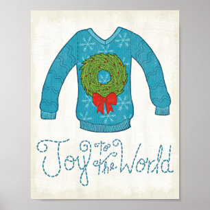 Poster Pomme sauvage   Joy To The World - Sweater de Noël