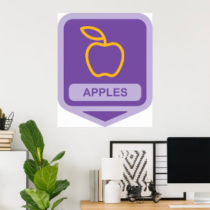 Poster Pomme violette Badge Conception Fruit Lover