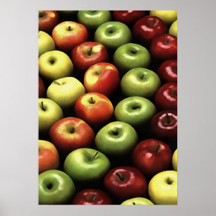 Poster Pommes artistiques rouges et vertes affichées