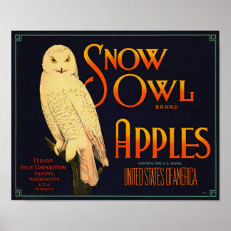 Poster Pommes de marque Snow Owl Yakima Washington