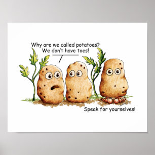 Poster Pommes de terre mignonnes a des orteils amusant Po