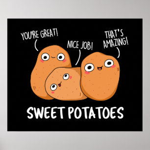 Poster Pommes de terre sucrées amusant Nourriture chatte 