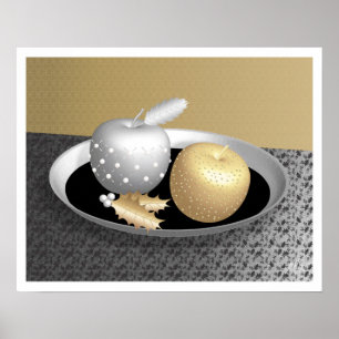 Poster Pommes d'or et d'argent sur une plate-forme d'arge